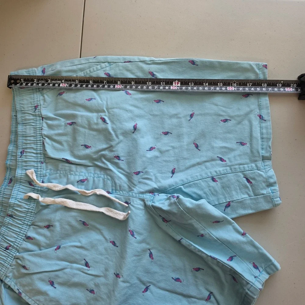 George Shorts Men M Blue Toucan Print Casual Elastic Waist Drawstring Cotton